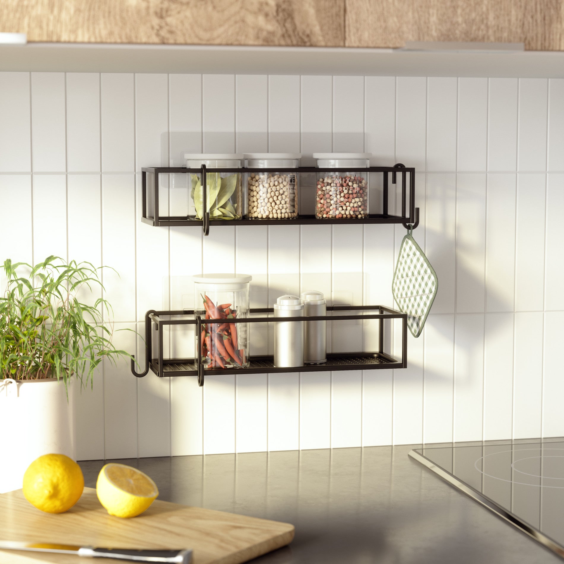 Cubiko Adhesive Shower Bins, Set of 2 - Image 3